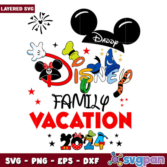 Disney family vacation 2024 svg, Disney characters svg, digital download 
