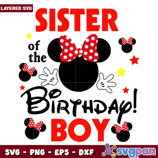 Disney minnie mouse sister of the birthday boy svg, Disney characters svg, Digital Download