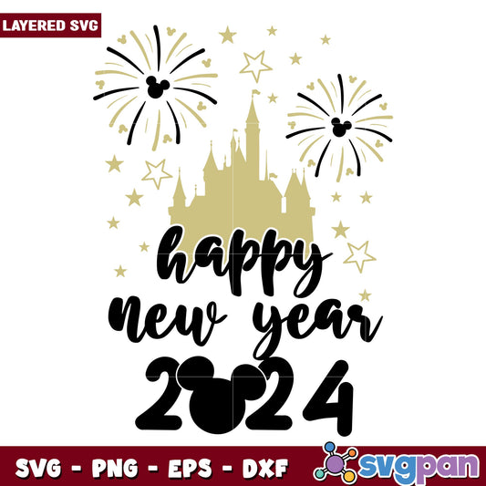Disney new year 2024 black svg,  Disney characters svg, digital download  