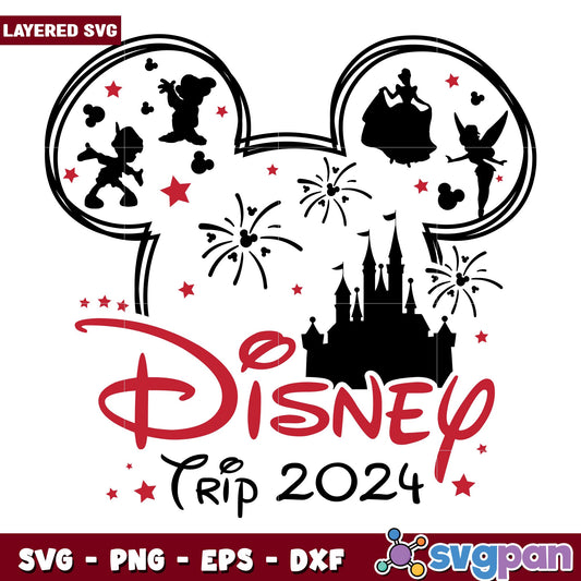 Disney trip 2024 mickey svg, Disney characters svg, digital download 
