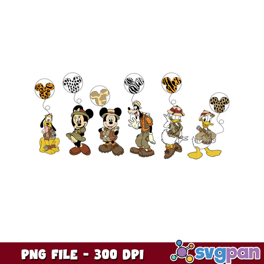 Disney animal kingdom png, mickey mouse safari png, disney wildlife adventure png