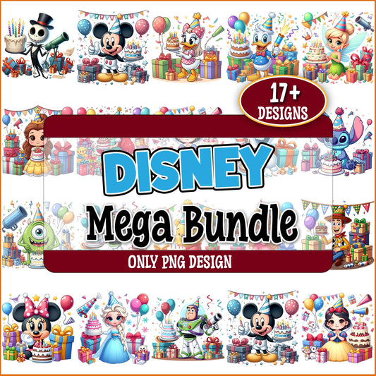 Disney birthday art png bundle