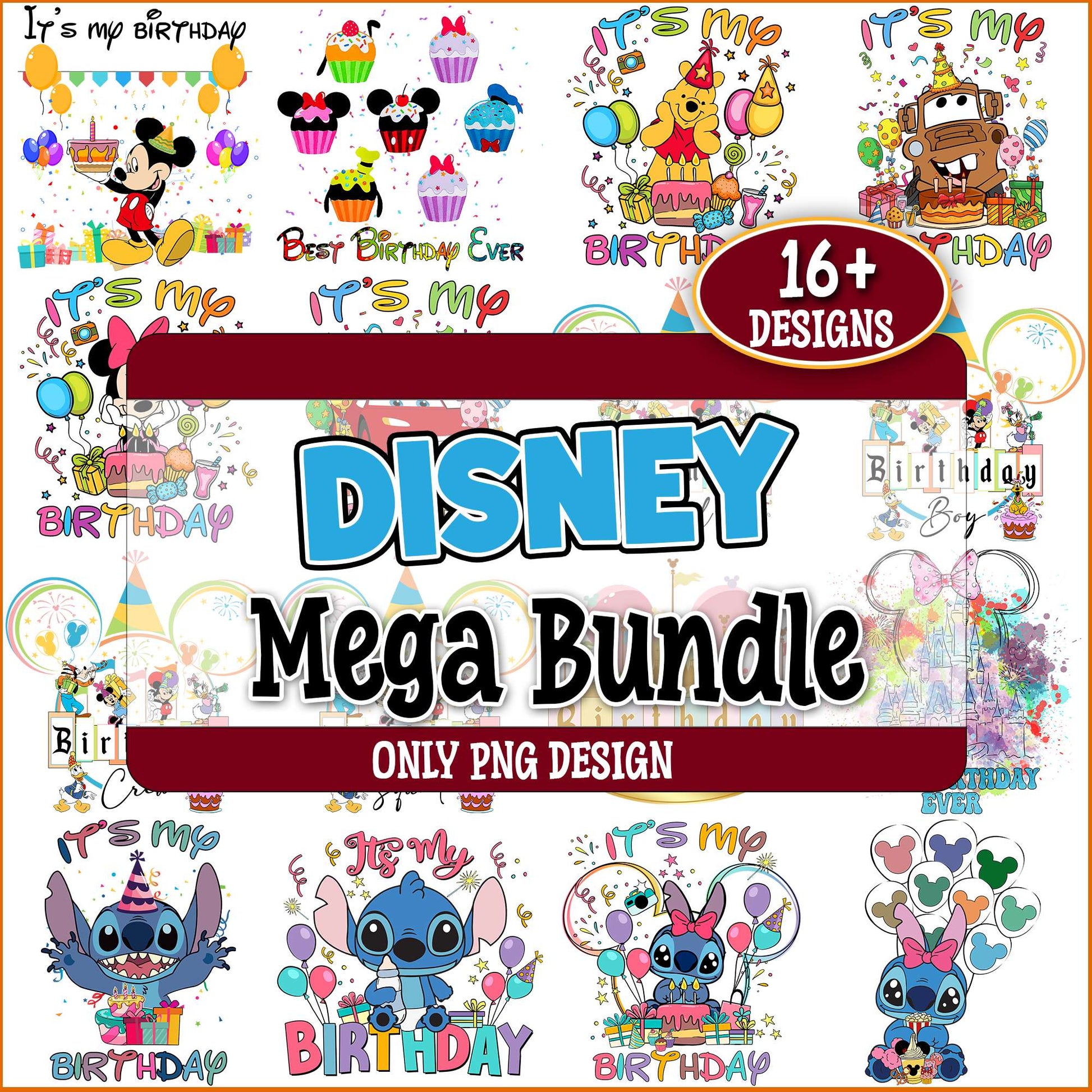 Disney birthday cards png bundle
