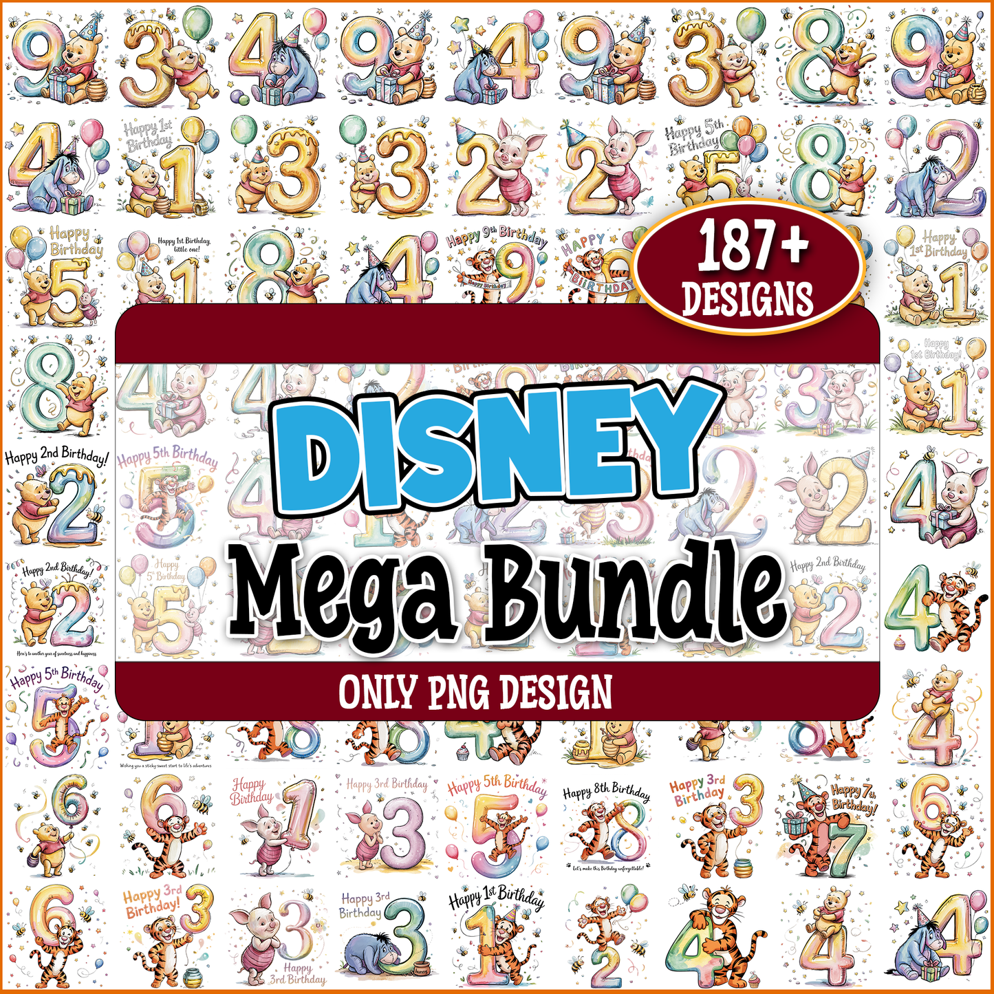 Disney birthday number png bundle