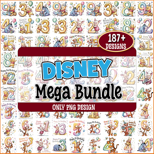 Disney birthday number png bundle