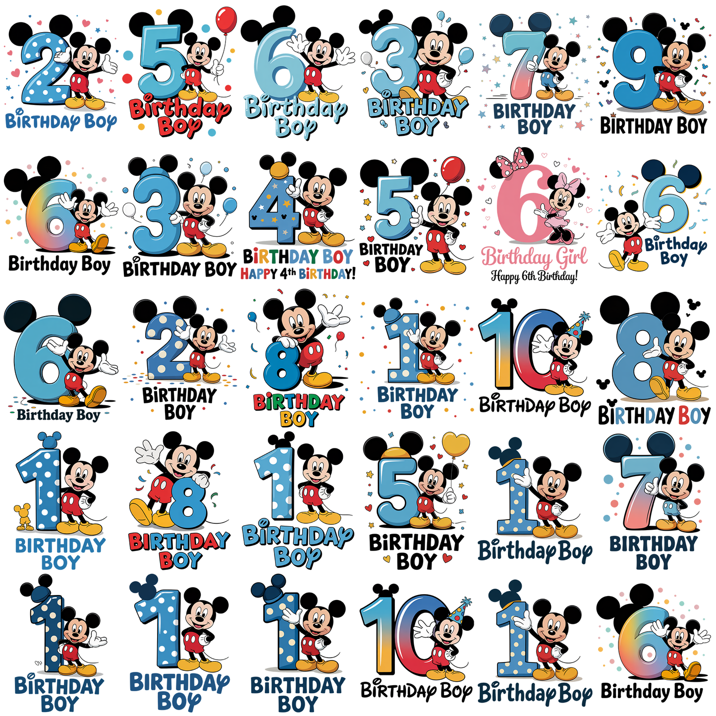 Disney birthday number png bundle, disney movie png, birthday png