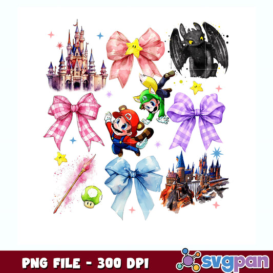 Disney bow tie with mario png, mario png, video game png