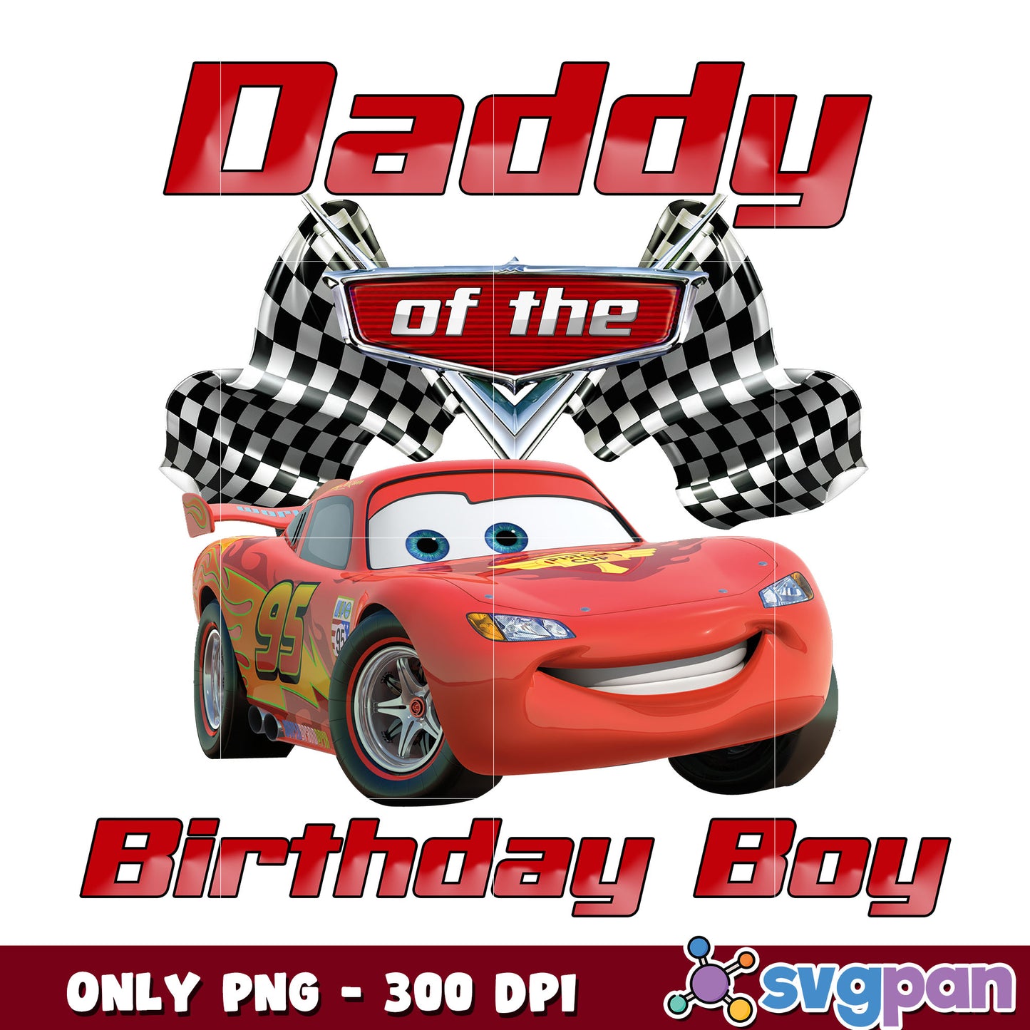 Disney car daddy birthday boy png, lightning mcqueen 95 png