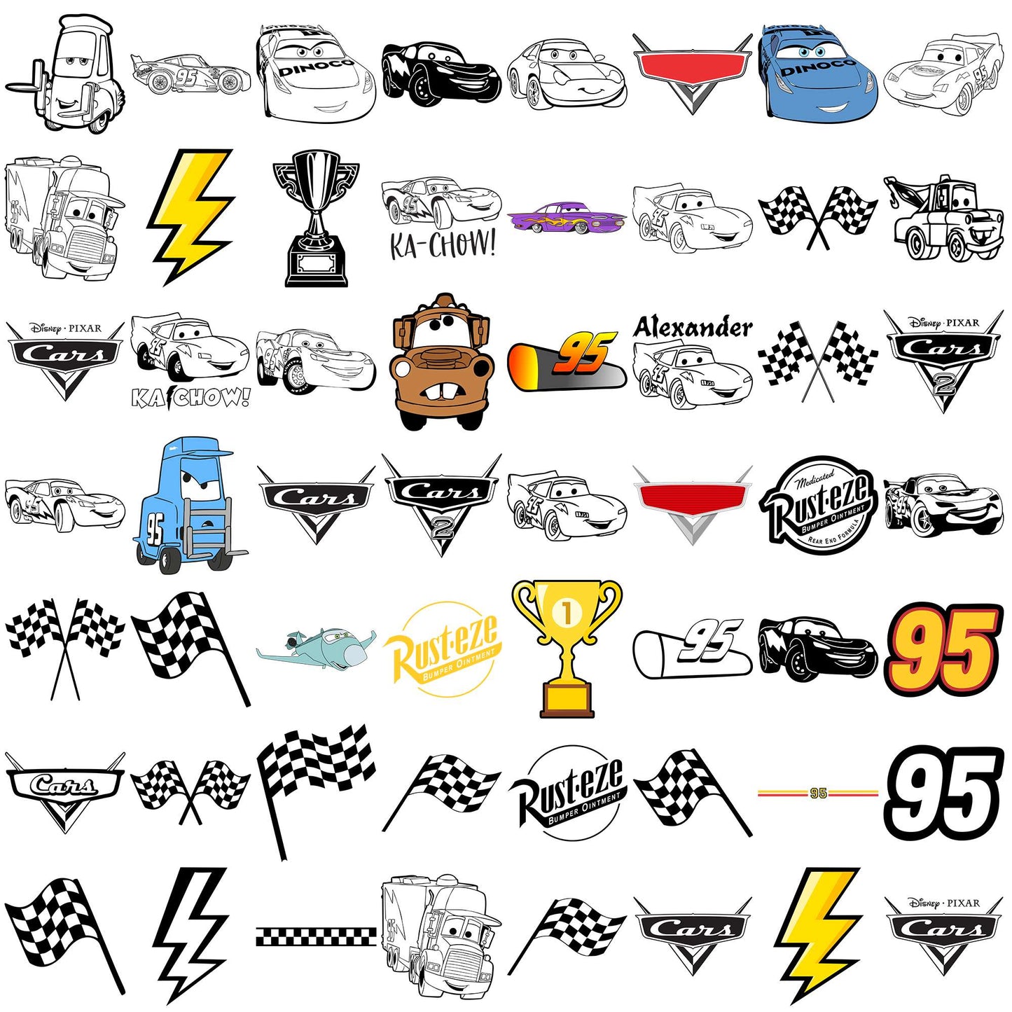 Disney cars set svg bundle, disney plus login svg, disney world tickets svg