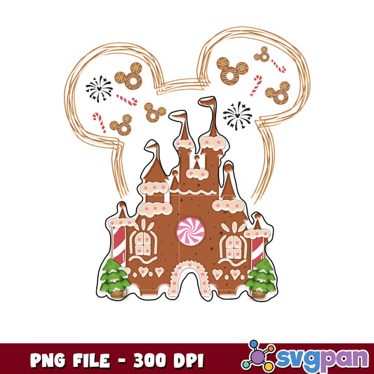 Disney castle mickey png, cartoon png, christmas lights png