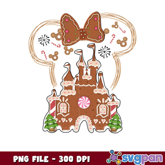 Disney castle minnie png, cartoon png, christmas lights png
