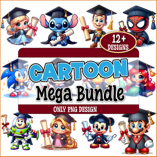 Disney characters graduate png bundle