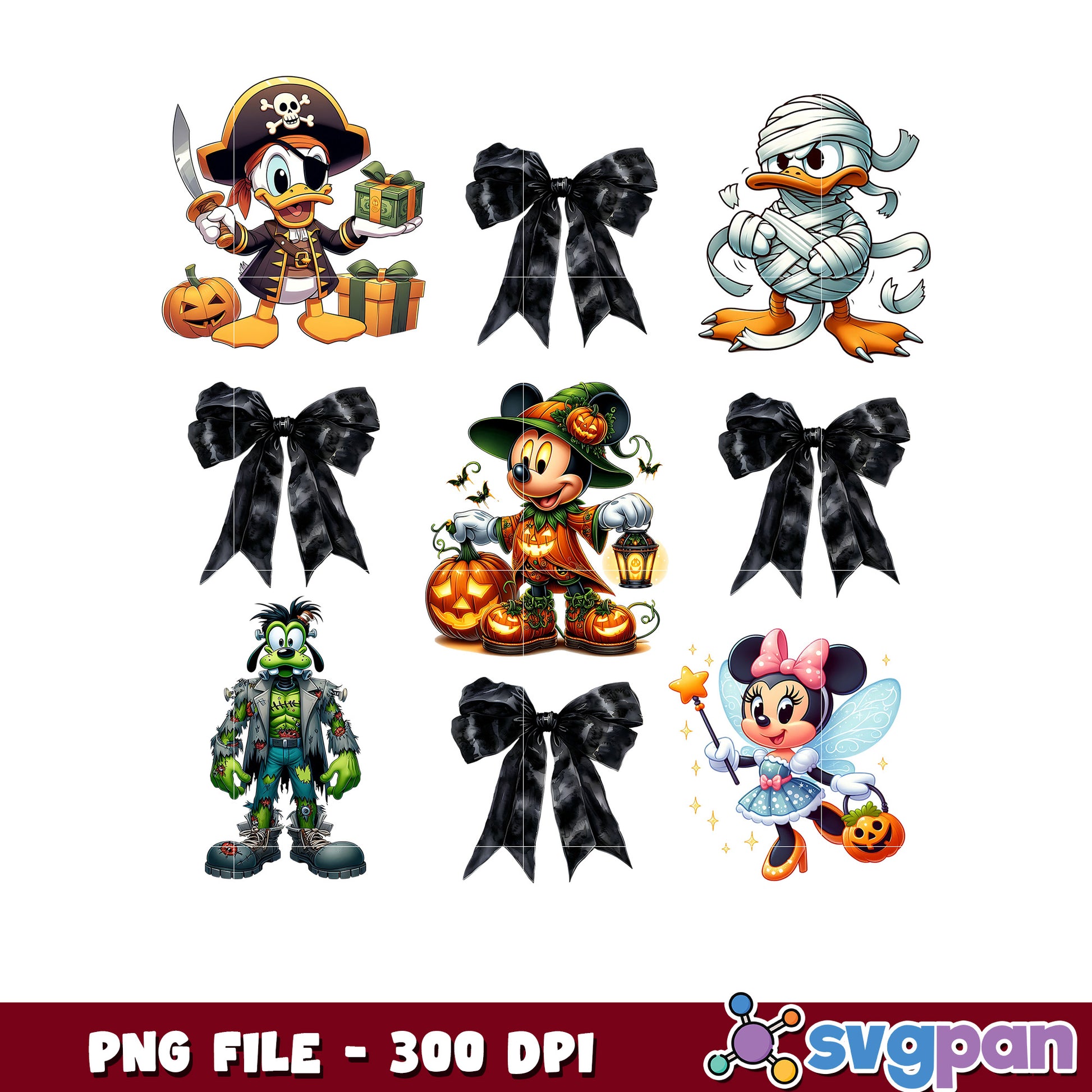 Disney characters halloween png, spooky vacation png, avengers decorations​​ ​png