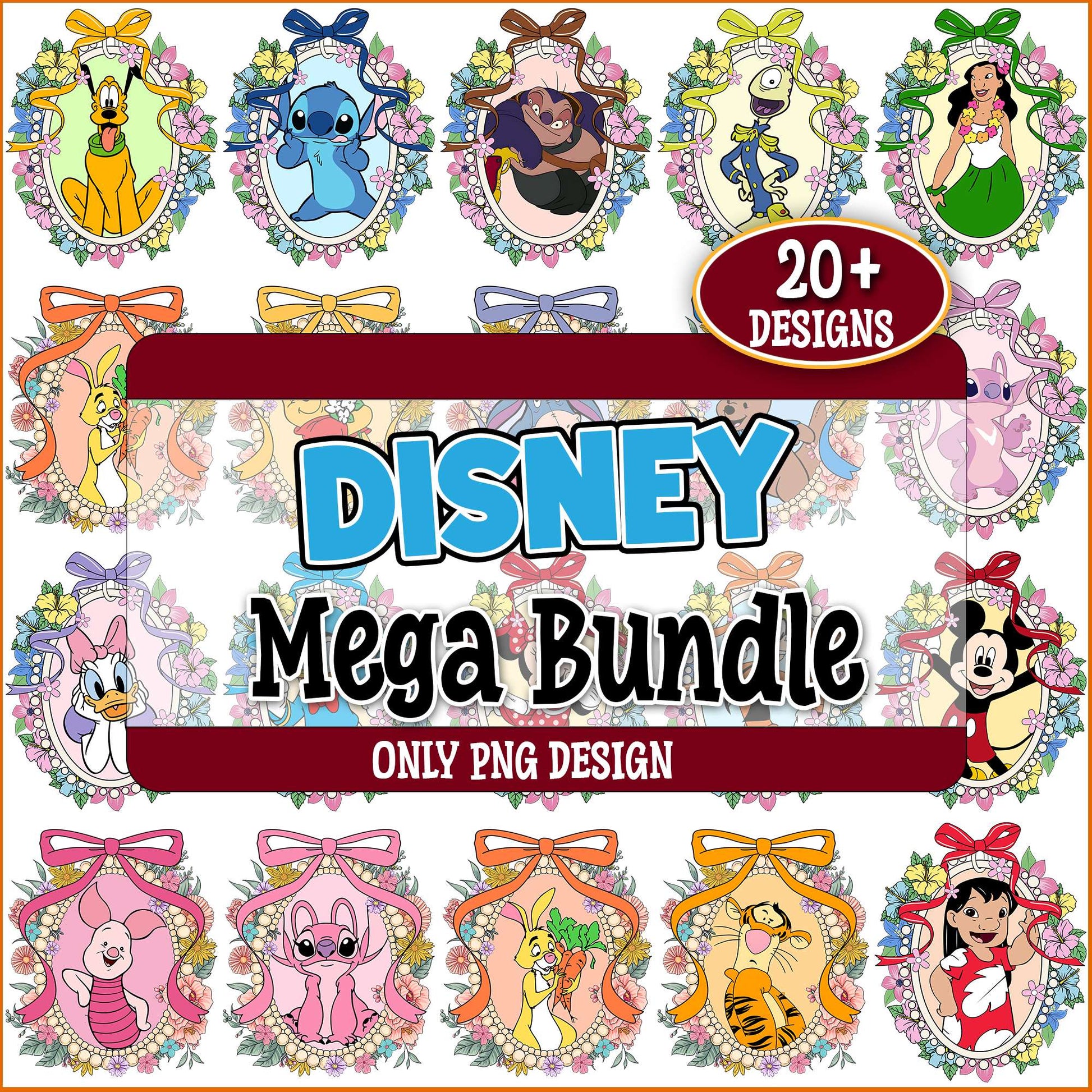 Disney characters in mirror png bundle
