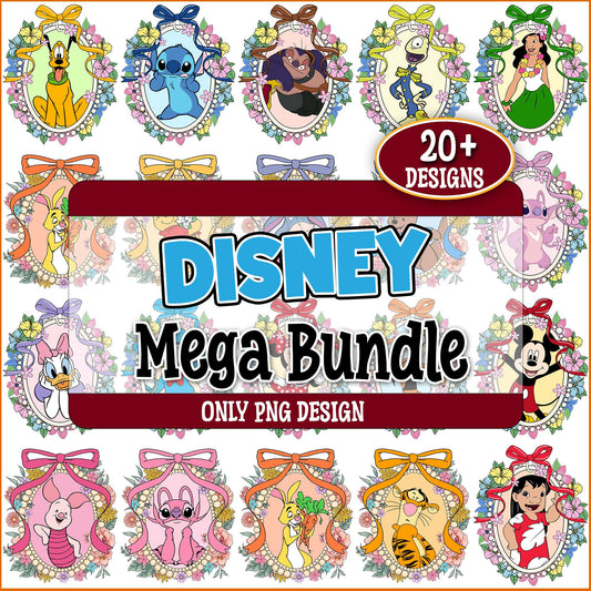 Disney characters in mirror png bundle