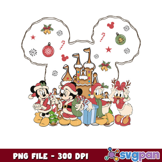 Disney characters mickey png, cartoon png, christmas lights png