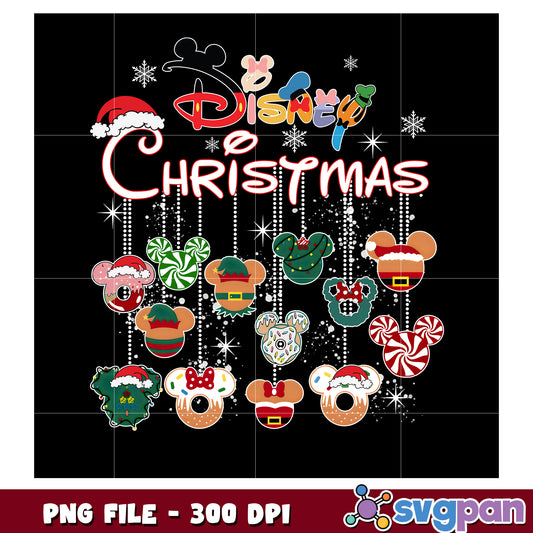 Disney christmas png, cartoon png, christmas lights png