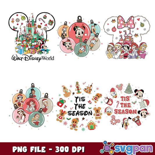Disney christmas tis the season png bundle