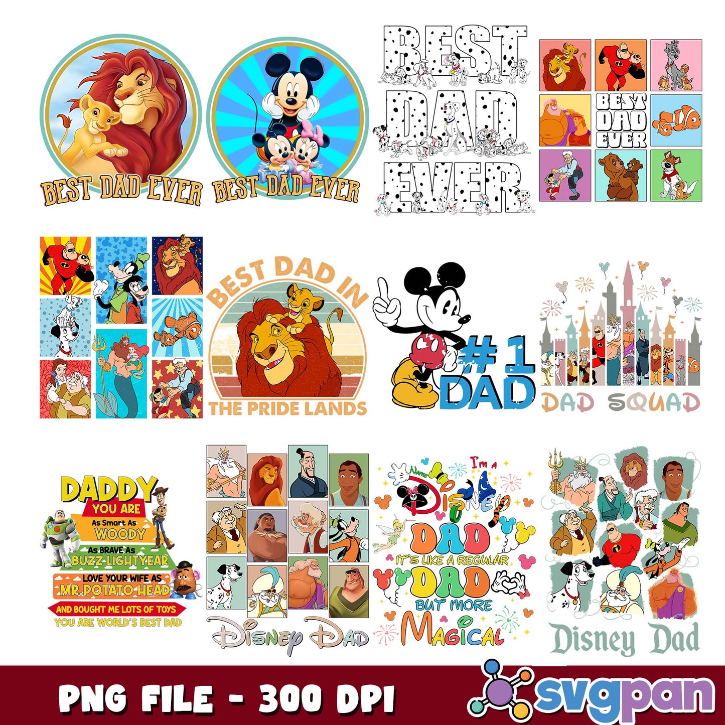 Disney dad squad png bundle