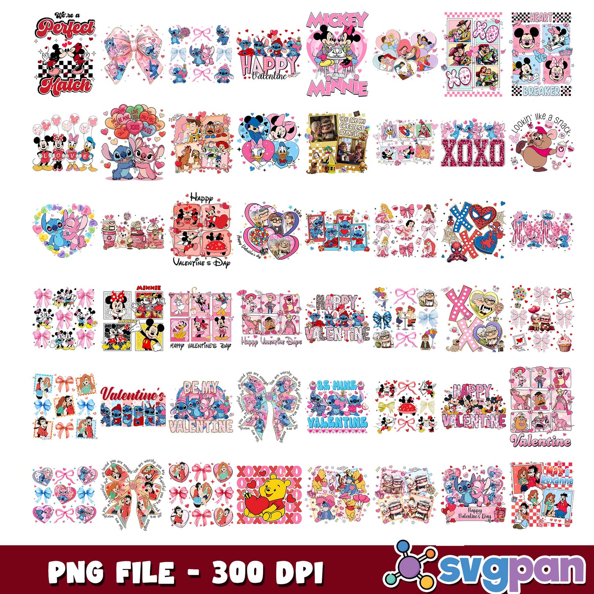 Disney design valentine png bundle