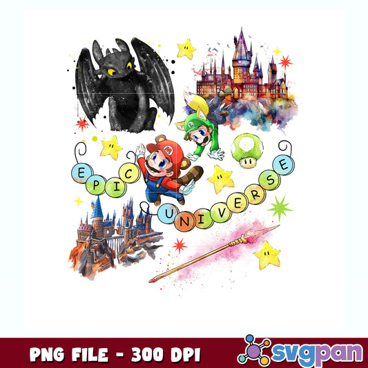 Disney dragon with mario png, mario png, video game png