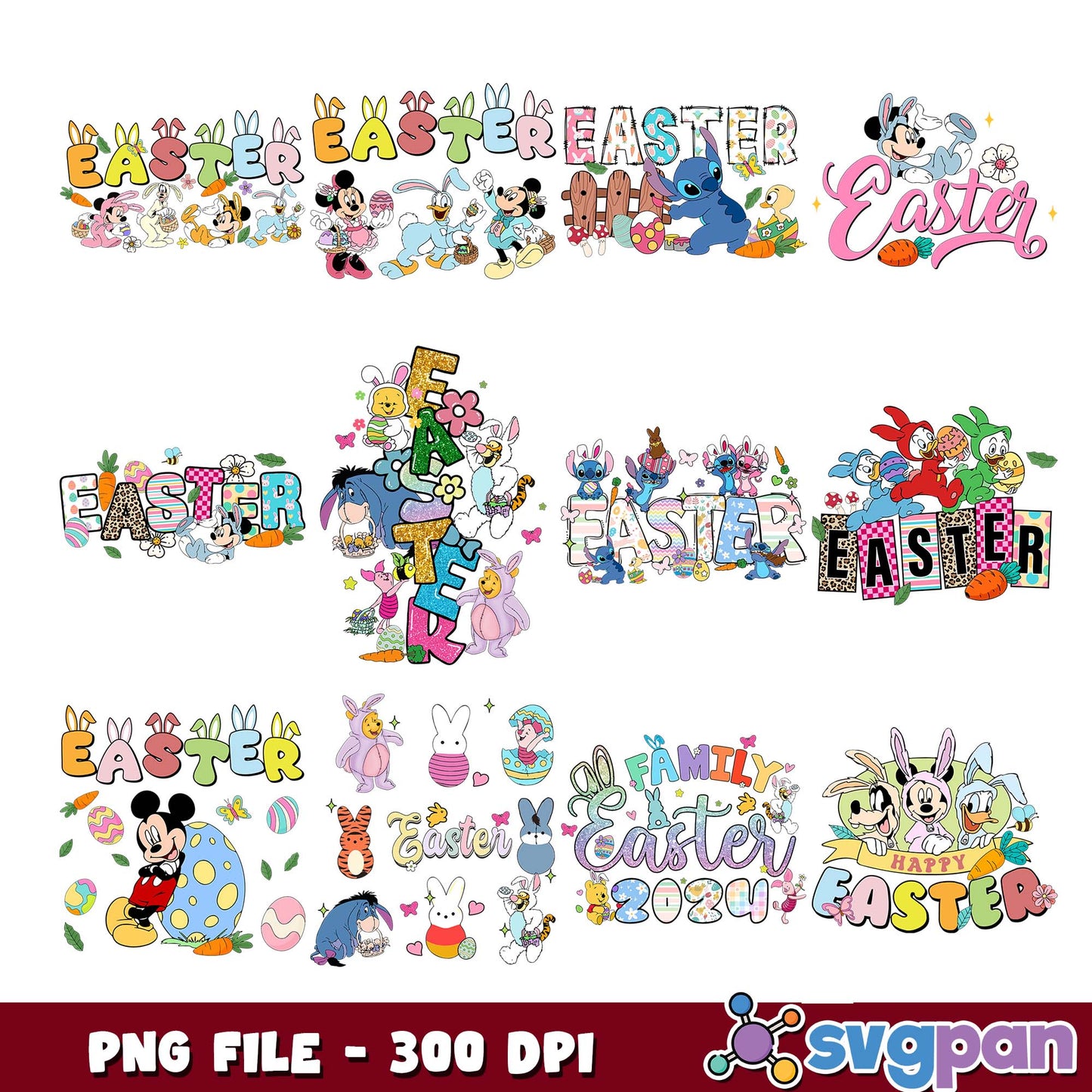 Disney family easter png bundle