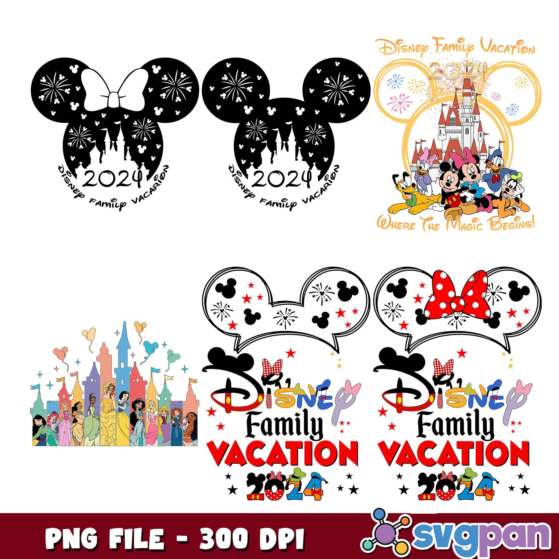 Disney family vacation design png bundle