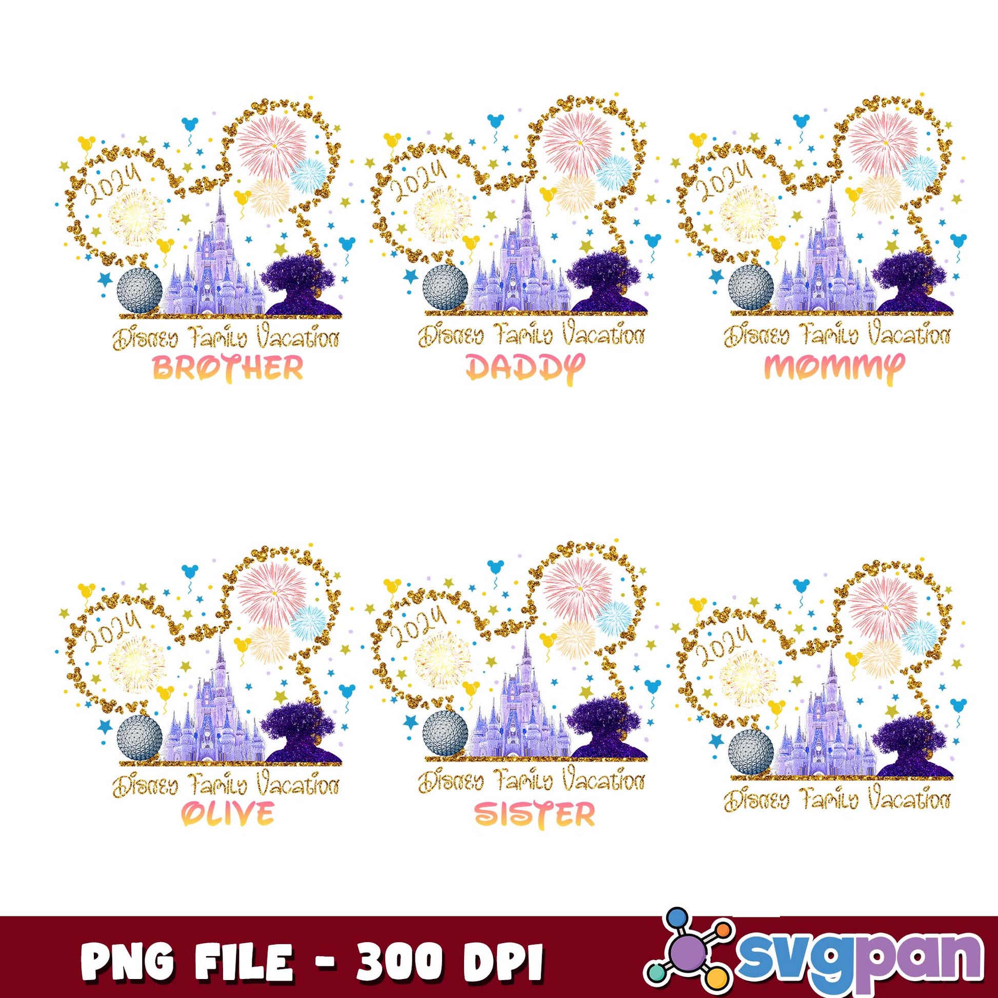 Disney family vacation designs png bundle