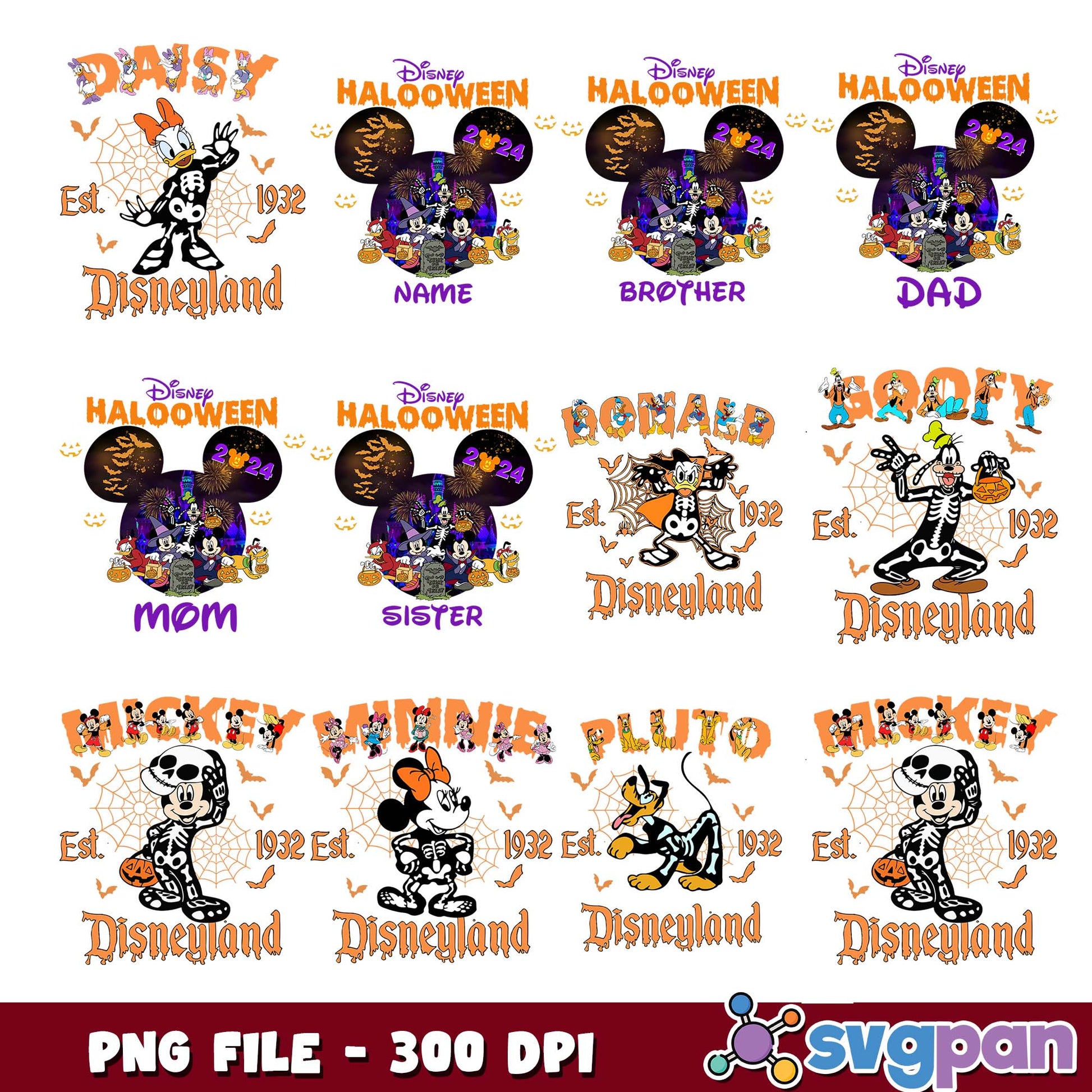 Disney halloween name png bundle