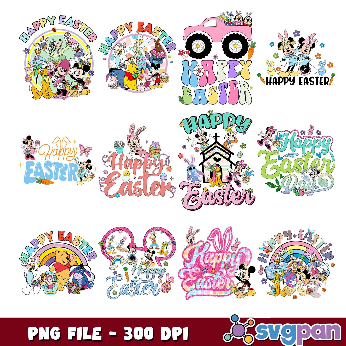 Disney happy easter day png bundle