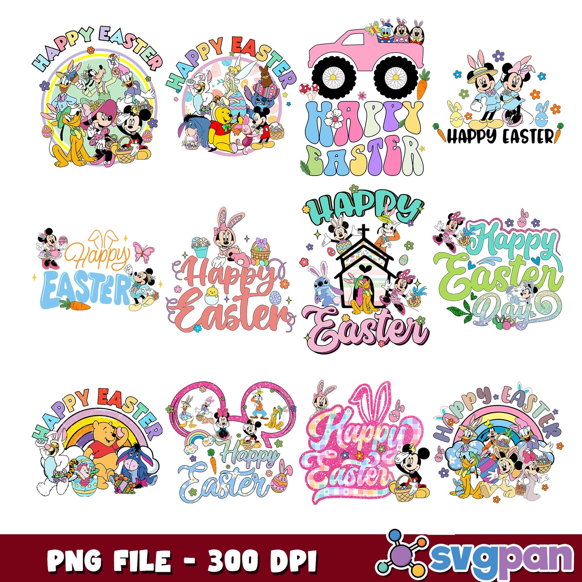 Disney happy easter day png bundle
