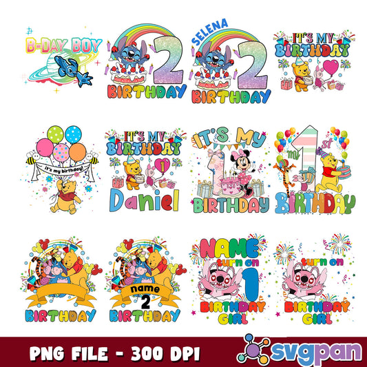Disney its my birthday png bundle