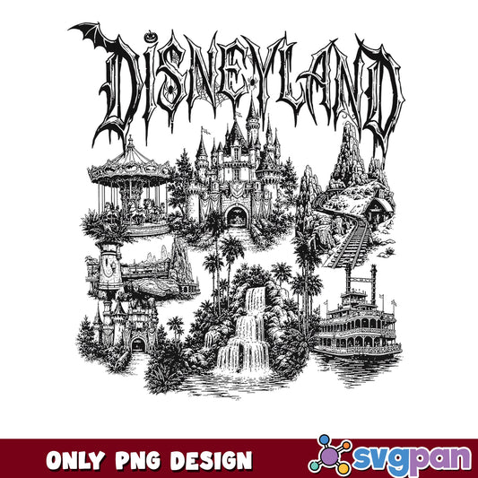 Disneyland Halloween Dark Gothic Theme Park Sketch PNG, Castle, PNG