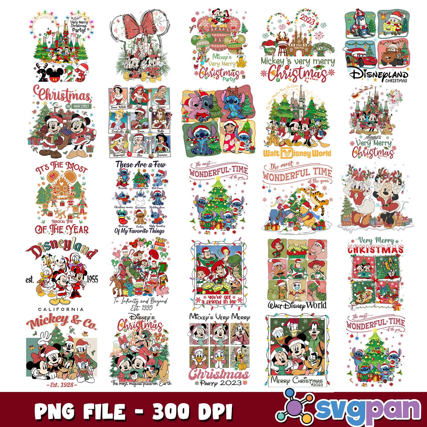 Disneyland christmas party png bundle