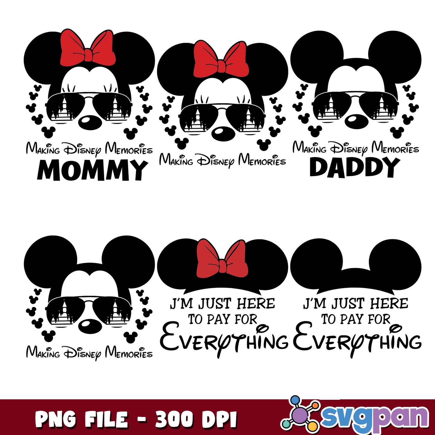 Disney land family memories png bundle