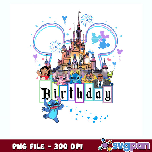 Disneyland happy birthday png,  disney png, birthday celebration png