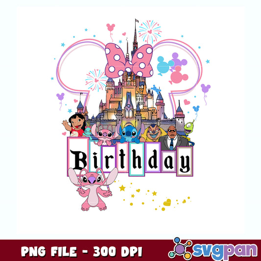 Disneyland happy birthday with angel png,  disney png, birthday celebration png
