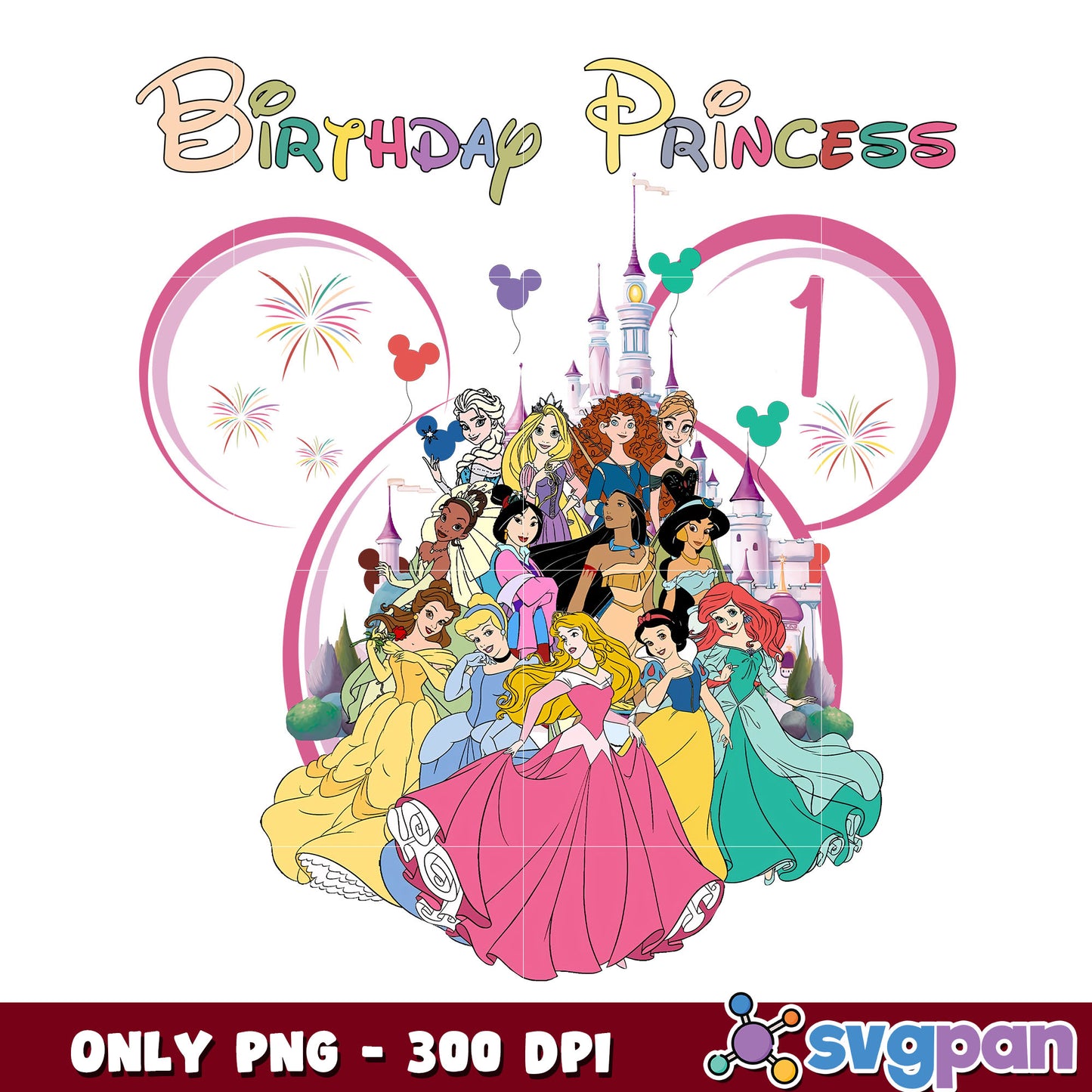 Disney mickey birthday princess 1st png, disney mickey png