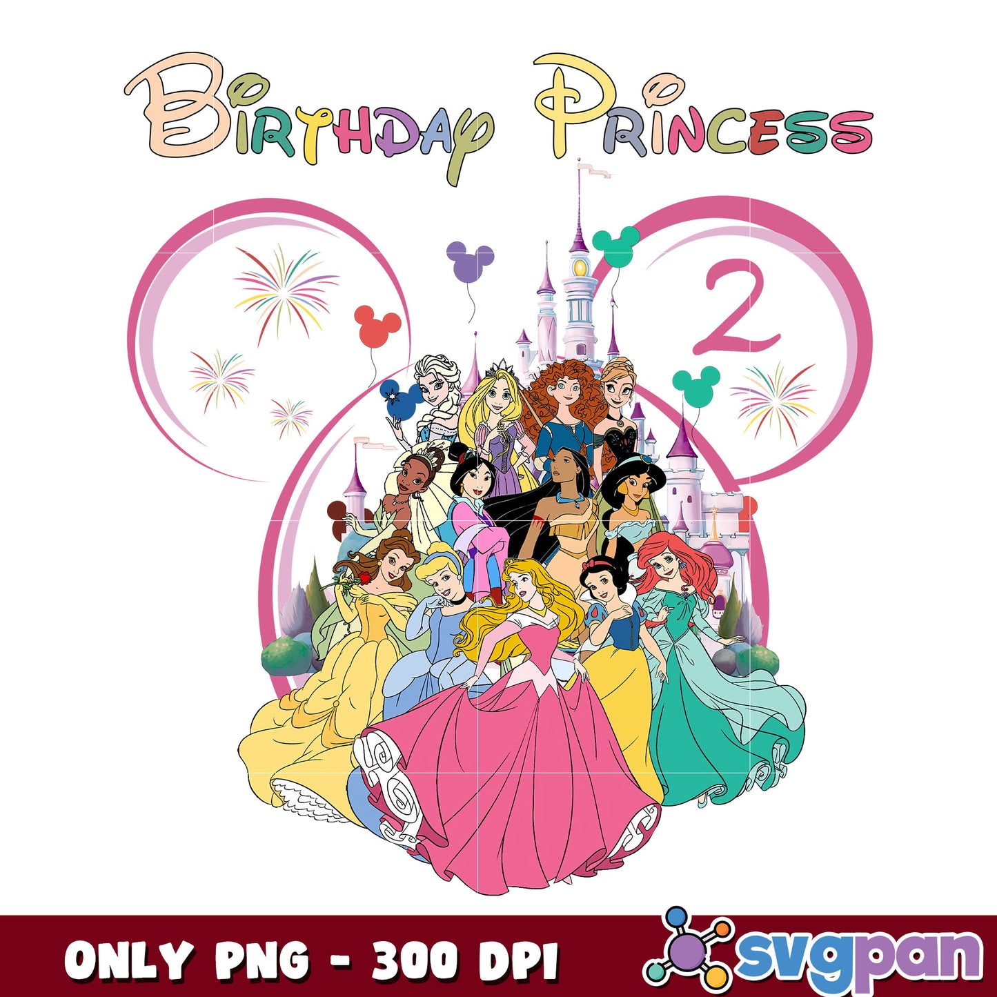 Disney mickey birthday princess 2nd png, disney mickey png