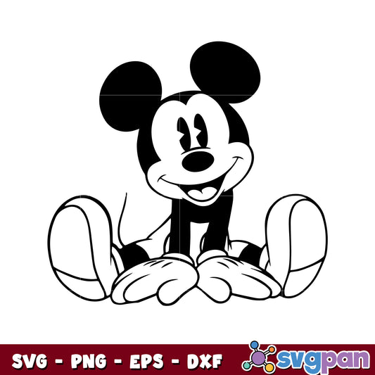 Disney mickey mouse black white design svg, mickey mouse svg