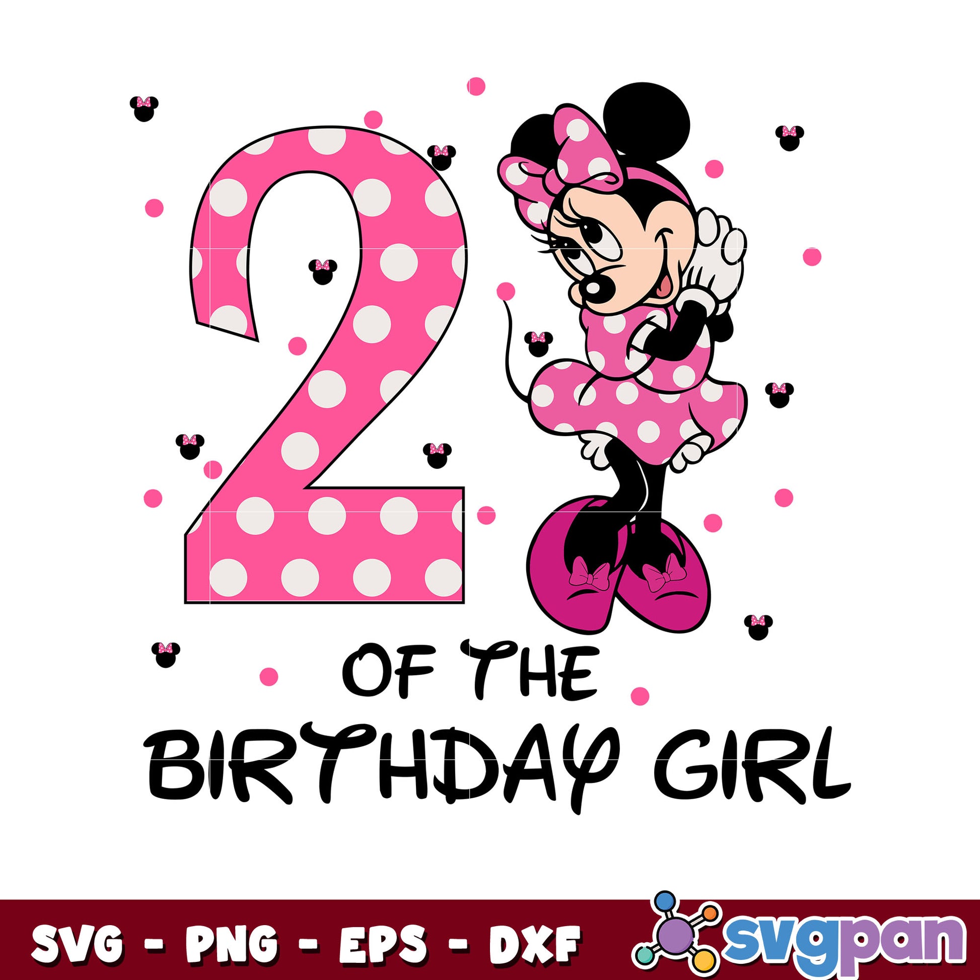 Disney minnie of the birthday girl 2 svg, pink minnie mouse​ svg