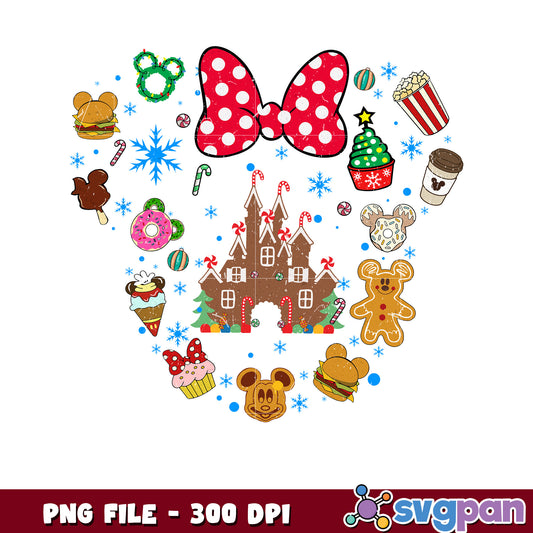 Disney minnie png, cartoon png, christmas lights png