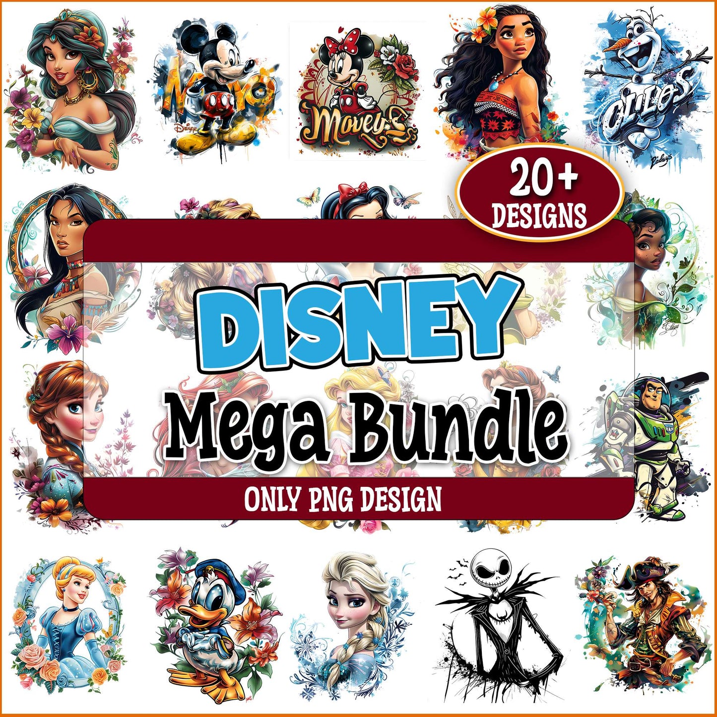 Disney mix characters png bundle