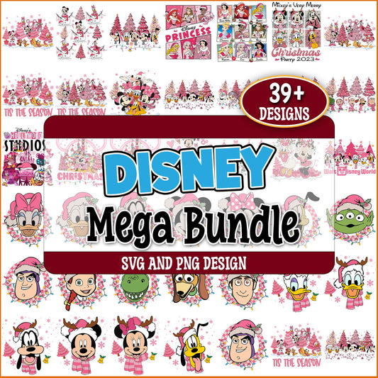 Disney pink christmas svg bundle