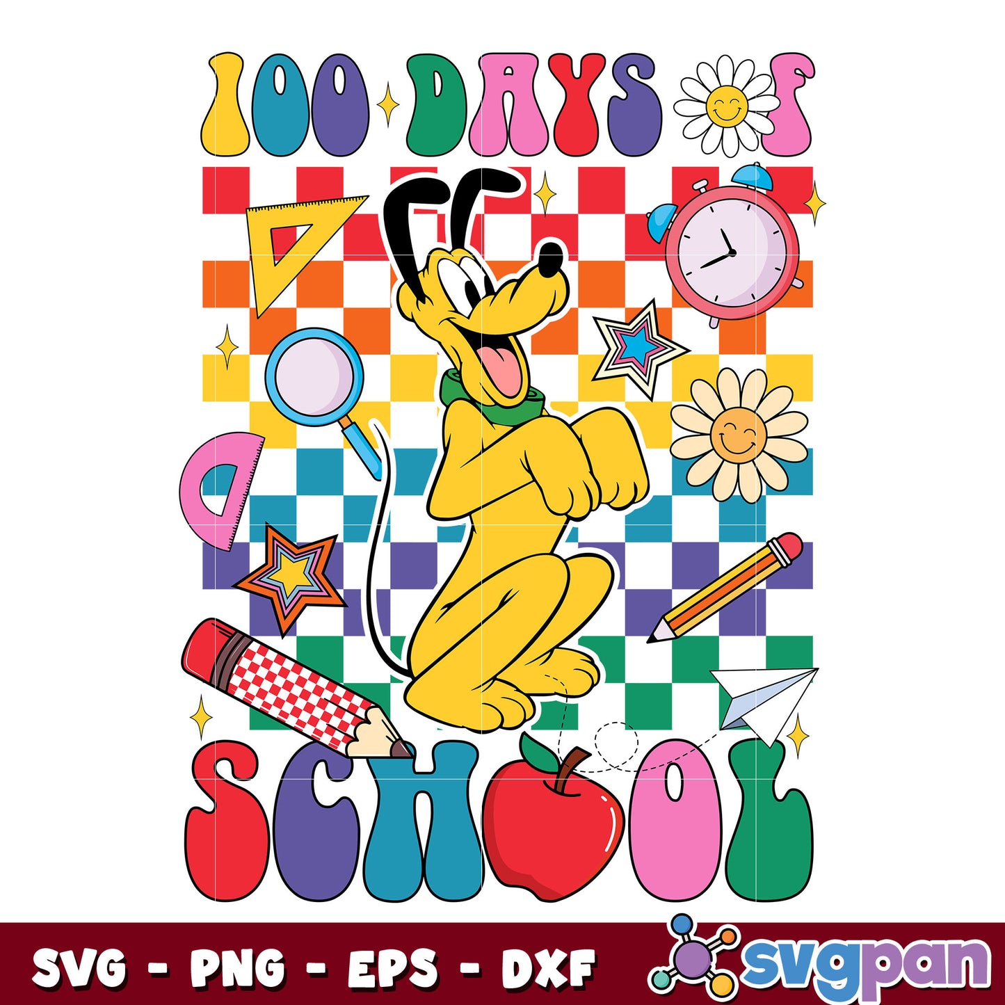 Disney pluto the pooh 100 day of school svg