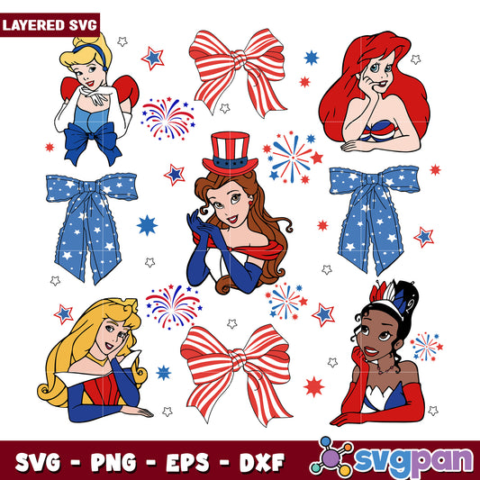 Disney princess 4th of july png, mickey mouse characters png, disney pixar png