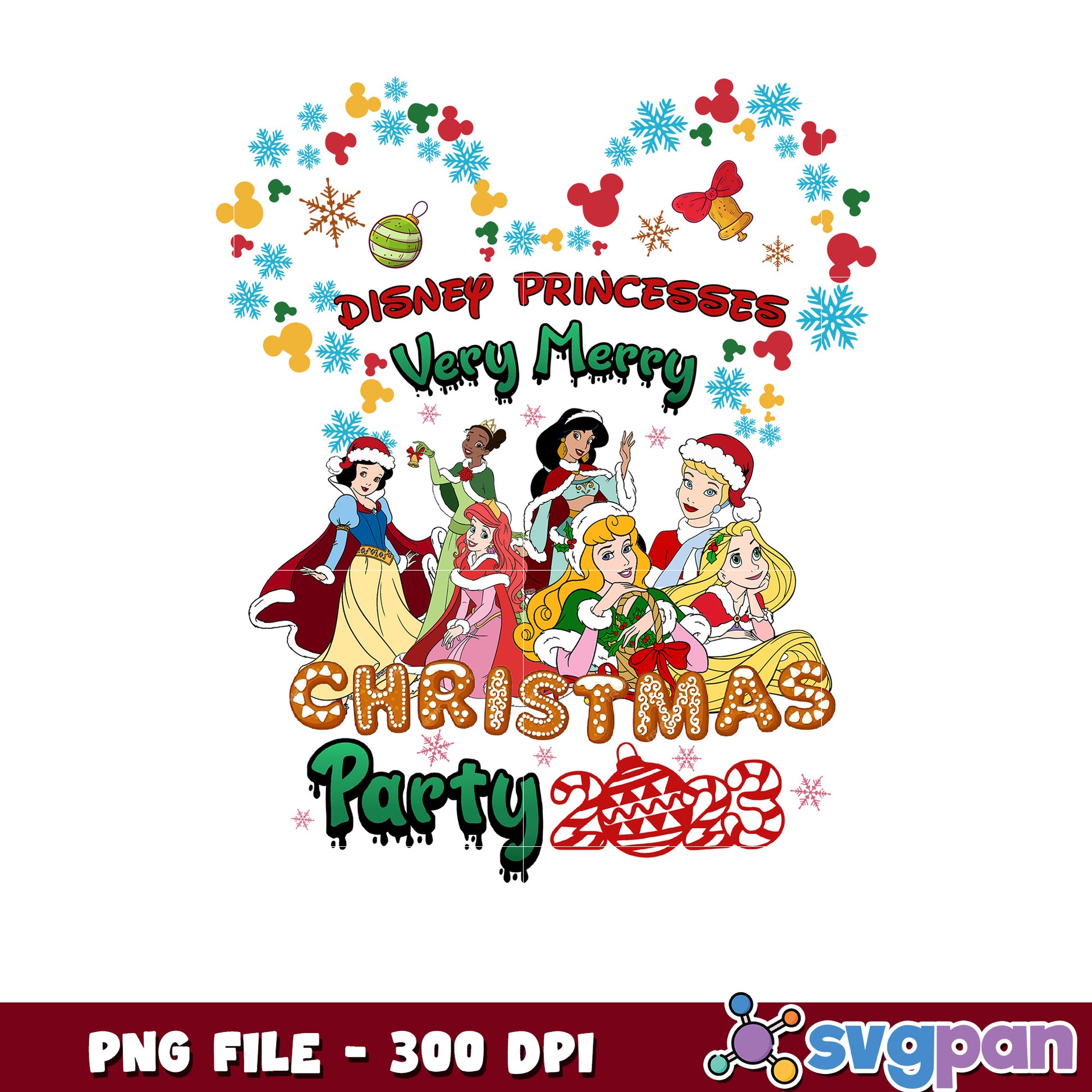 Disney princesses png, cartoon png, christmas lights png