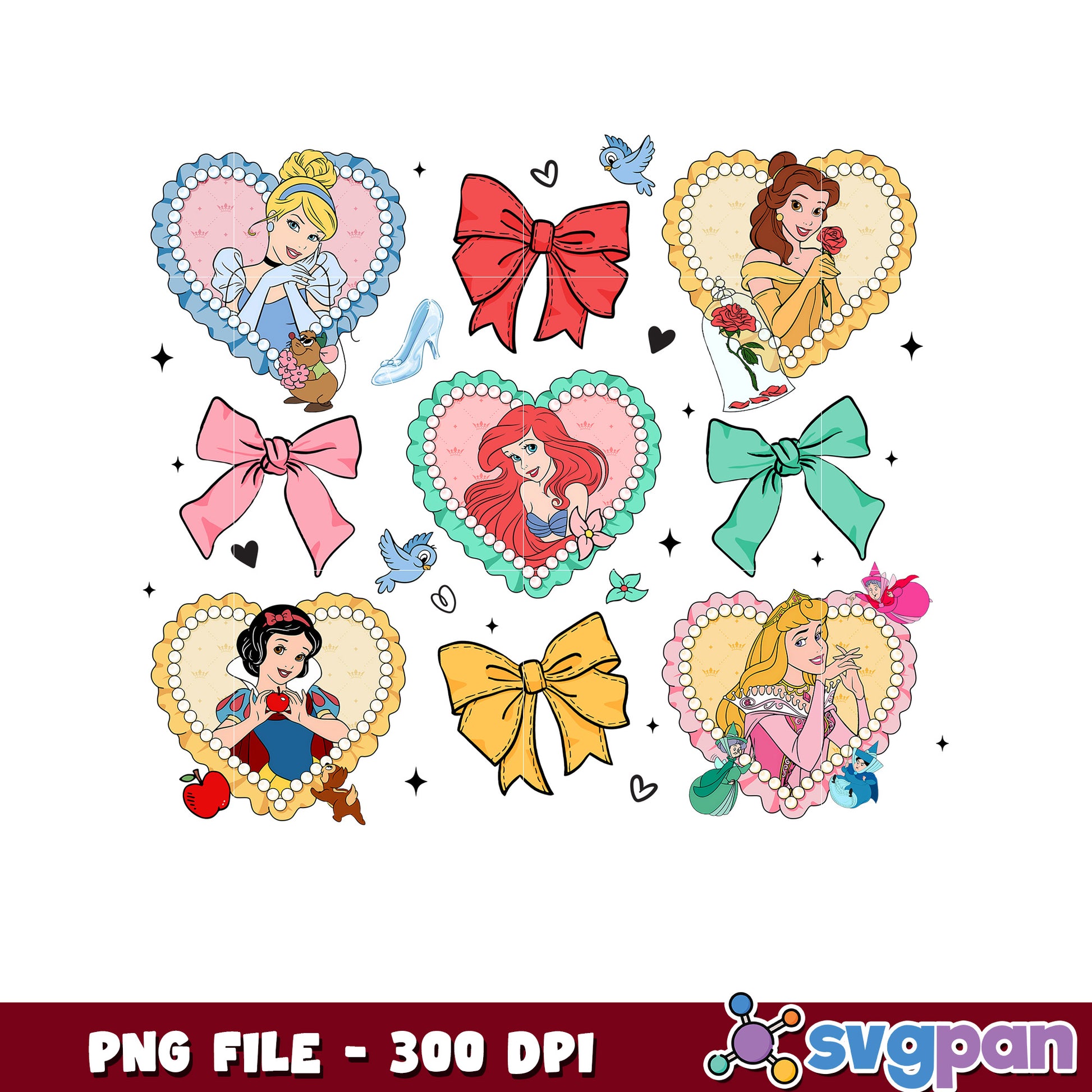 Disney princess photo frame design png, disney characters png, disney movie png