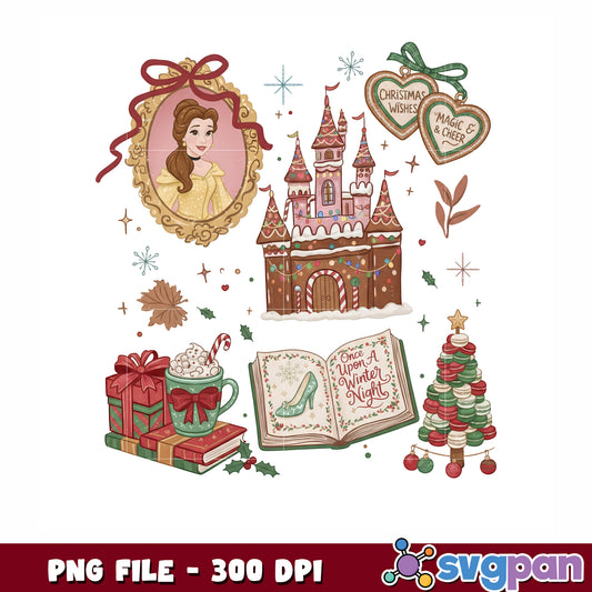 Disney princess png, happy new year png, christmas designs png