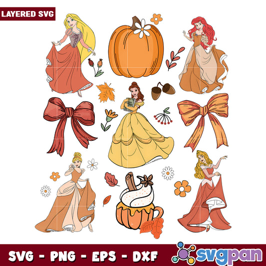 Disney princess png, spooky hallowen png, halloween characters png